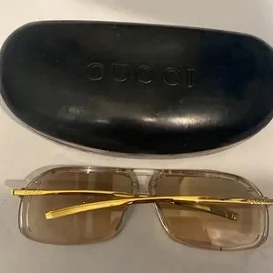 Gucci Beige Rimless Sunglasses✨Studded Shield gradient Sheer Bronze Aviators y2k Gucci | Accessories | Gucci Beige Rimless Sunglassesstudded  main image 3